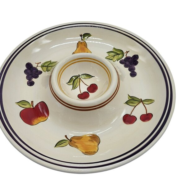 Tabletops Lifestyles Simple Fruit Dip and Chip Bowl 1 Piece Off White 13” - Picture 5 of 9